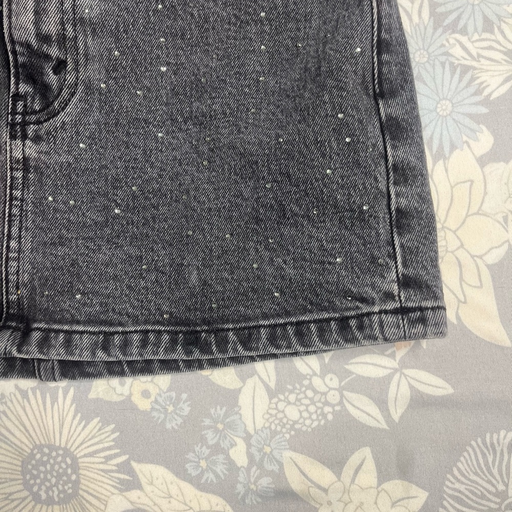 Abercrombie & Fitch High Rise Denim Mini Skirt Black Rhinestone Size 24 Y2K - Picture 5 of 16